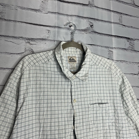 Quiksilver Gray & White Plaid Button‑Up Shirt Sz XL Surfer Streetwear Casual Y2K - Picture 3 of 13